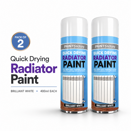 2x Cast Iron Radiator Spray Paint 400ml Brilliant White Aerosol Real Feel Effect