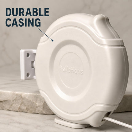 12M Retractable Clothes Line 15KG Heavy Duty Single Washing Line Wall Mounted Extendable Dryer