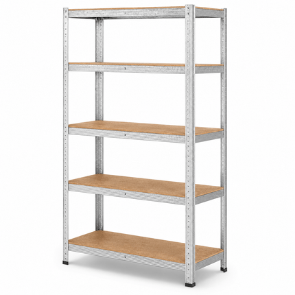 5 Tier Galvanised Steel Shelving Unit 150 x 70 x 30cm, Heavy Duty Adjustable Storage Rack for Garage, Workshop, Warehouse & Home Organisation, Silver, Pack of 1