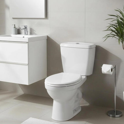 Universal Soft Close Toilet Seat White Oval Plastic WC Lid with Fittings, Quiet Close Bathroom Toilet Seat Replacement, Easy Fit