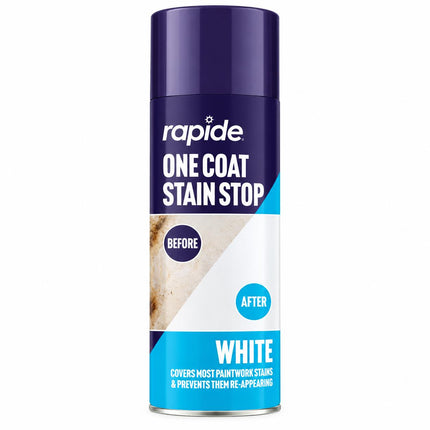 400ml White Stain Block Spray Paint Aerosol 1 Coat Coverage Paint 400ml White Primer Damp Mould Resistant Quick Dry Wall Ceiling Metal Wood Plastic
