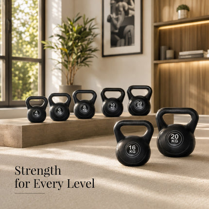 Vinyl Coated Kettlebell Weight for Home Exercise Strength Training & Fitness Workouts, 4KG-20KG Options