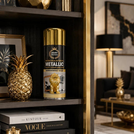 Metallic Gold Spray Paint 400ml Fast Dry Aerosol Paint For Wood Metal Plastic Multi Surface Smooth Finish