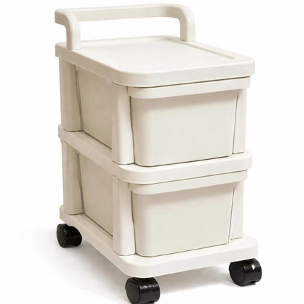 2 Tier Mobile Drawer Cabinet Storage Trolley Plastic with Castor Wheels for Home Office Kitchen and Bathroom