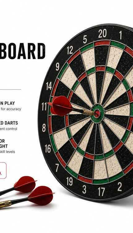 17" Double Sided Dart Board Set with 6 Darts for Indoor Play Classic Round Target Game for Family Fun & Parties Easy to Hang & Clear Scoring Layout