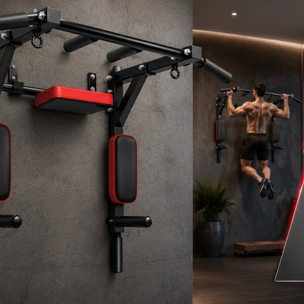 Wall Mounted Pull Up Bar with Multi Grip Handles, Steel Chin Up & Dip Training Station for Home Gym Workout, 150kg Capacity