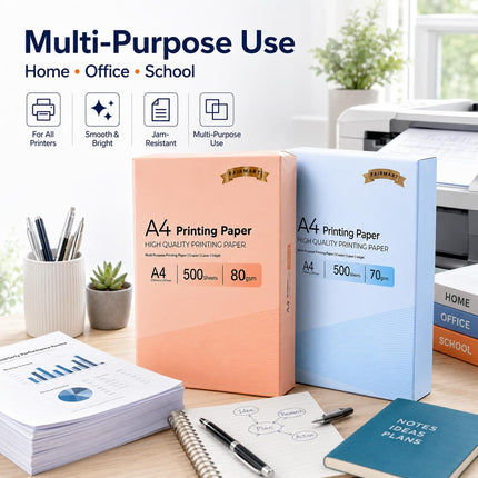 A4 Multipurpose Printer Paper White 70GSM 80GSM 500 Sheets 1 Ream Copy Paper for Inkjet Laser Copier Home Office School Printing