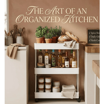Slim Trolley Kitchen Bathroom Slider Storage Spice Rack Holder Shelf on Wheels Space Saving Rolling Organizer for Home Laundry Utility Room