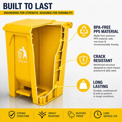 Slim Pedal Bin BPA-Free Plastic Kitchen Bathroom Trash