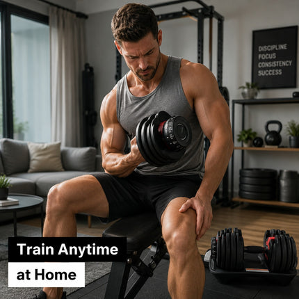 Adjustable Quick Dial Dumbbell 24kg, Selectable Weight Training Dumbbell for Home Gym, Space-Saving Strength Exercise Equipment for Men and Women