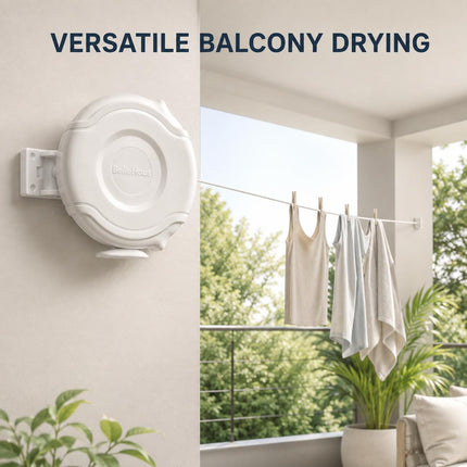 12M Retractable Clothes Line 15KG Heavy Duty Single Washing Line Wall Mounted Extendable Dryer