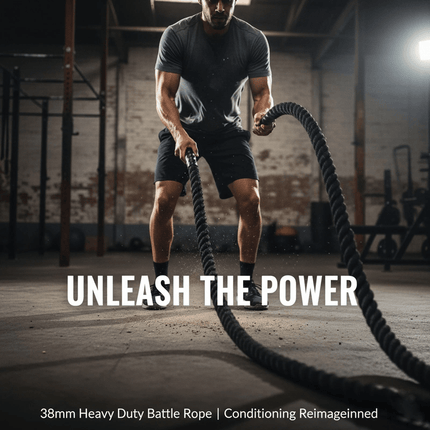 Battle Rope 38MM Heavy Duty Workout Cardio Exercise Gym Sled Pull Rope Available in 6M 9M 12M for Strength Training Fitness Conditioning Home Gym