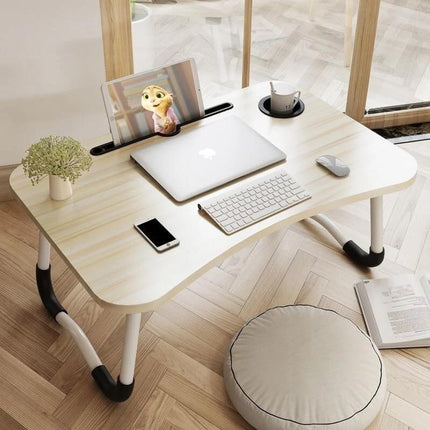 Foldable Bed Laptop Table Portable Lap Desk Laptop Stand Sofa Tray Table for Breakfast - Light Wood/Oak Wood/Black Wood