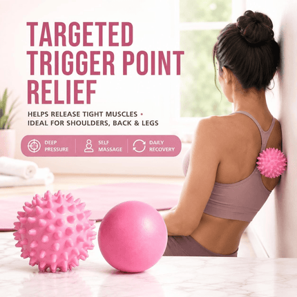 Massage Ball Set for Muscle Recovery Deep Tissue Trigger Point Therapy Lacrosse & Spiky Massage Balls Pink