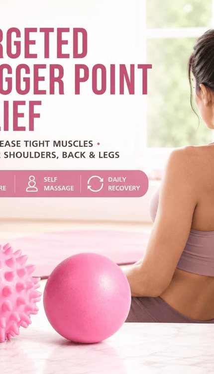 Massage Ball Set Therapy Lacrosse & Spiky Massage Balls Pink