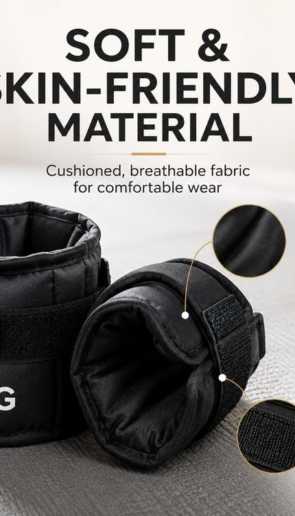 Black Ankle Wrist Weights Pair Adjustable Straps for Walking Running Yoga Gym Fitness Training 0.5kg-3kg
