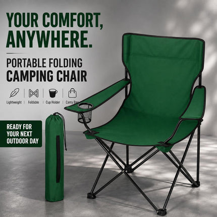Folding Camping Chair Pack Of 2 Portable Lightweight Outdoor Garden Beach Picnic Fishing Chair Steel Frame 110kg Capacity