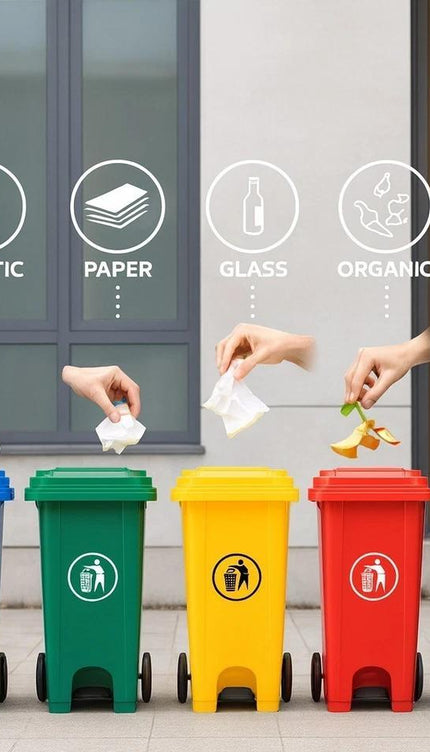 Wheelie Bin 100L Waste Rubbish Dustbin with Lid Rubber Wheels