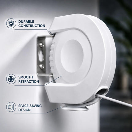 15m Retractable Clothes Line 15KG Heavy Duty Wall Mounted Washing Line for Indoor & Outdoor Use