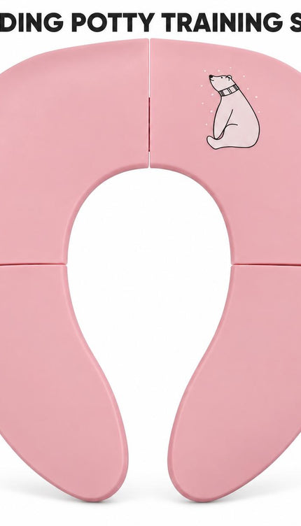 Folding Potty Training Seat for Toddlers, Portable Kids Toilet Trainer with Non Slip Design, Compact Travel Toilet Seat for Boys & Girls, Pink