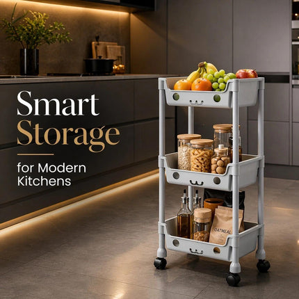 3/4 Tier Slim Trollrey Storage Cart Wheels Space Saving Kitchen Bathroom Utility Organizer Shelf Rack