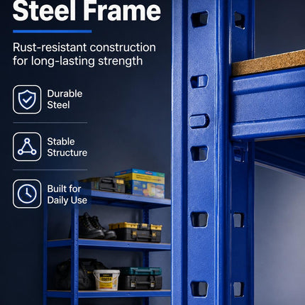 5 Tier Heavy Duty Galvanised Steel Shelving Unit Storage Rack with Adjustable Shelves Durable Sturdy for Home Garage Office Warehouse Organiser Household Storage 150x70x30cm & 180x90x40cm
