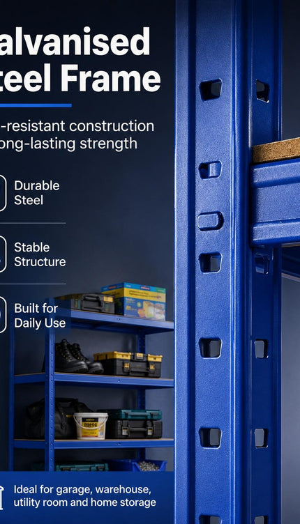 5 Tier Heavy Duty Galvanised Steel Shelving Unit Storage Rack
