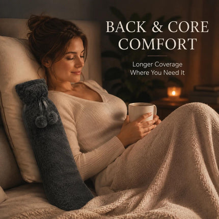 Hot Water Bottle 2L & Extra Long 2.2L with Soft Faux Fur Fleece Cover Reusable Winter Bed Warmer for Neck, Back, Stomach, Hands & Feet  Drinkware Portable Bottle