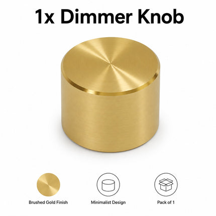 Universal Dimmer Light Switch Knob Polished Brass Gold Replacement Rotary Control Dial for Lamps Wall Switches Home Lighting Repair Accessory Easy Fit Durable Decorative Hardware Classic Round Design