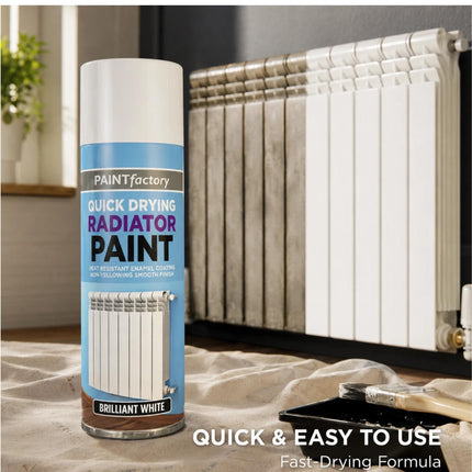 Cast Iron Radiator Spray Paint Brilliant White Aerosol 400ml Quick Dry Durable Metal Surface Paint Indoor Outdoor Radiator Paint Pack of 1 or 2