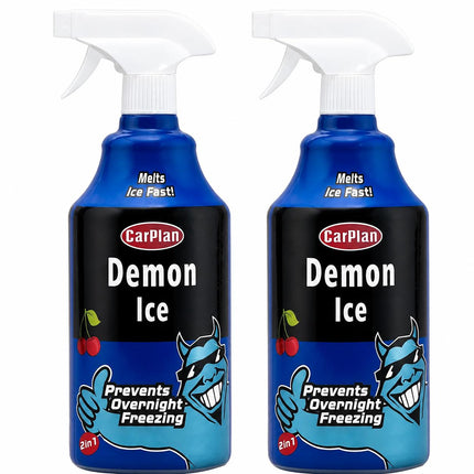 1L Car Demon Ice Spray Fast Acting Frost Ice Remover & Preventer for Frozen Windscreens Windows Cherry Scent Winter
