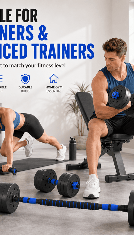 40kg Adjustable Dumbbell & Barbell Set with Push-Up Bars