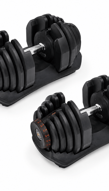 Adjustable Dumbbells 40KG Pack of 2, 5–40KG Quick Dial Weight System with Anti-Slip Aluminium Alloy Handle & Protective Bases, Space-Saving Home Gym Weights for Strength Training & Full Body Workouts