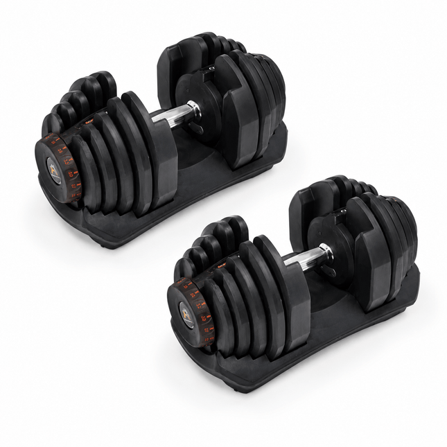 Adjustable Dumbbells 40KG Pack of 2, 5–40KG Quick Dial Weight System with Anti-Slip Aluminium Alloy Handle & Protective Bases, Space-Saving Home Gym Weights for Strength Training & Full Body Workouts