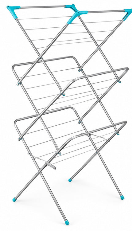 3 Tier Folding Clothes Airer – Silver Indoor Drying Rack