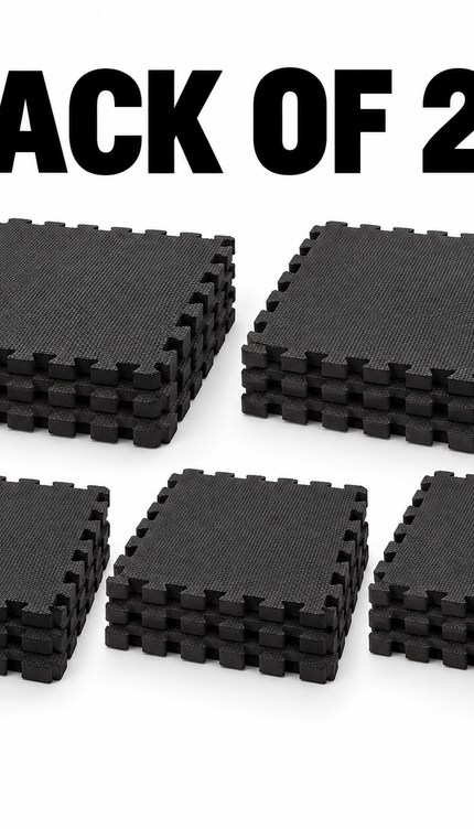 Black Interlocking EVA Gym Mats – 60 × 60cm, Pack of 20