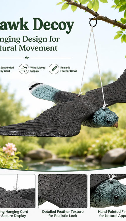 Plastic Hawk  Bird Decoy Pest Deterrent Garden Pond Pigeon Crow Cat Scarer Outdoor Ornament