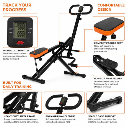Horse Riding Exercise Machine | Adjustable Ab Trainer Fitness Bike Machine For Home Gym Cardio & Core Workout