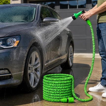 50ft Expandable Garden Hose Pipe Spray Nozzle Gun 8 Function Hose Nozzle Flexible Water Hose Kink Free Hose