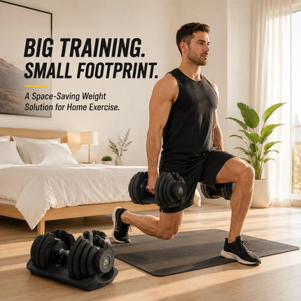 40kg Adjustable Dumbbell Set Quick Dial Weight Lifting Equipment for Home Gym Strength Training Fitness Exercise Workout with Adjustable Weights