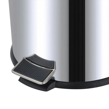 30L Stainless Steel Pedal Bin with Removable Inner Bucket, Hands-Free Foot Pedal Trash Can for Kitchen, Office, Bathroom, Home Waste Disposal, Durable Hygienic Rubbish Bin