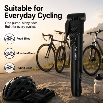120 PSI Mini Bike Hand Pump, Compact Portable Bicycle Tyre Inflator, Presta & Schrader Valve Compatible Manual Pump with Mounting Bracket for Road MTB Hybrid Bikes
