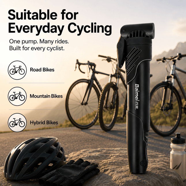 120 PSI Mini Bike Hand Pump, Compact Portable Bicycle Tyre Inflator, Presta & Schrader Valve Compatible Manual Pump with Mounting Bracket for Road MTB Hybrid Bikes