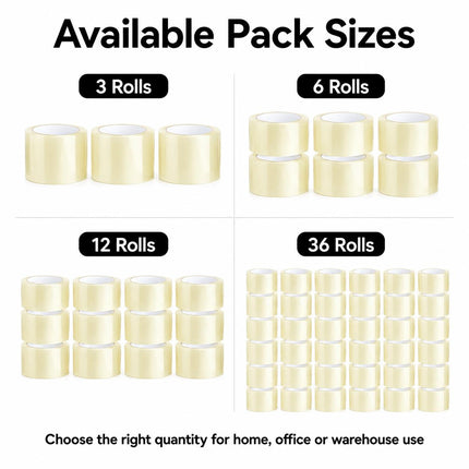 Clear Parcel Tape 48mm x 66m Strong Packing Tape for Boxes | Transparent Packaging Tape for Moving, Shipping, Storage & Dispatch