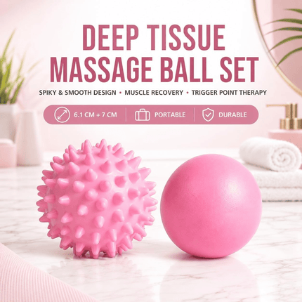Massage Ball Set for Muscle Recovery Deep Tissue Trigger Point Therapy Lacrosse & Spiky Massage Balls Pink