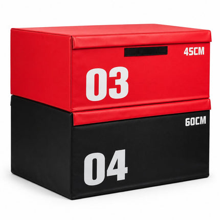 Plyometric Jump Box Set With Soft Foam Stackable Fitness Boxes for Home & Gym Adjustable Heights for Jumps Step-Ups and More Safe Non-Slip PVC Multi-Functional Exercise Equipment