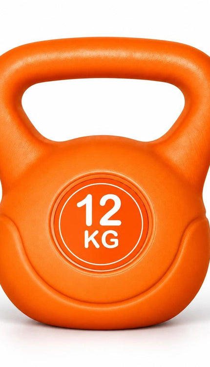 12KG Orange Vinyl Coated Kettlebell – Home Gym Exercise Weight