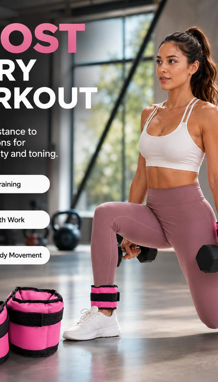 Pink Adjustable Ankle & Wrist Weights – Pair (0.5kg–3kg)