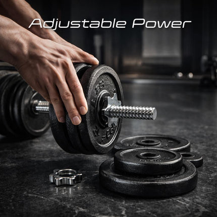 Adjustable Dumbbell & Barbell Set Cast Iron | Home Gym Weights Kit with Connector Bar, Carry Case for Strength Training & Full Body Workout