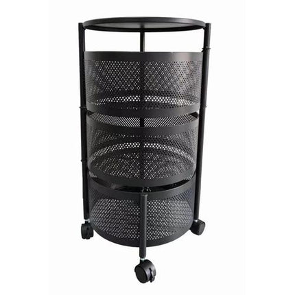 Rotating Kitchen Storage Trolley with Wheels – Multi-Layer Organizer Cart